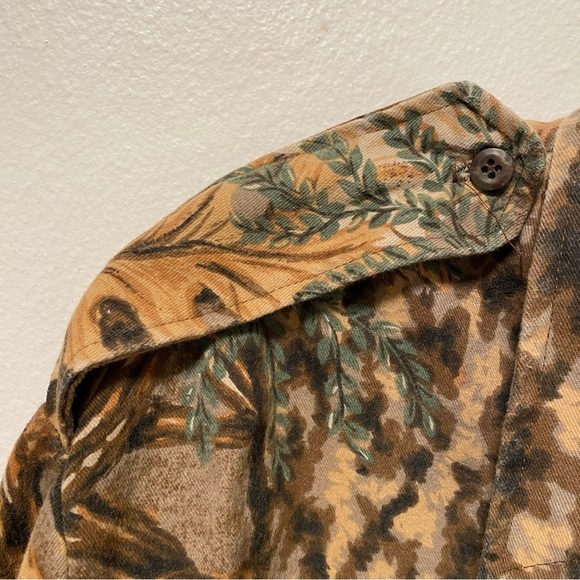 Mens Shirt XL Fall Leaf Print Long Sleeve Brown Camo‎ Cotton Button Front - Picture 7 of 11